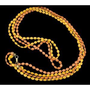 Vintage Retro Yellow And Orange Plastic Beaded Necklace